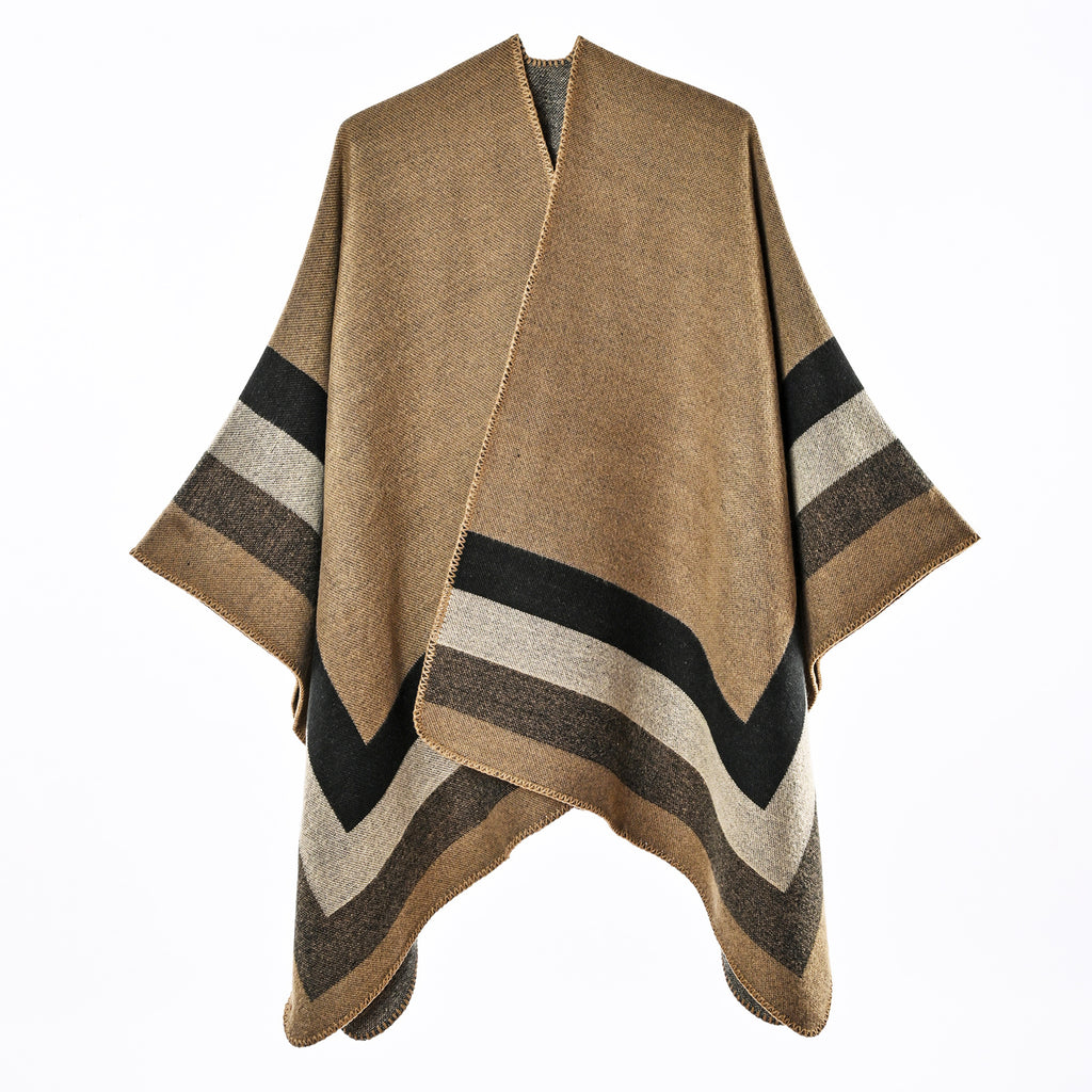 Jacquard-poncho til kvinder med kashmirlook – Chic og omsluttende