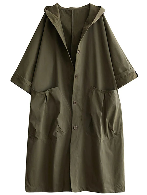 Cappotto lungo impermeabile oversize da donna – Trench con cappuccio e tasche