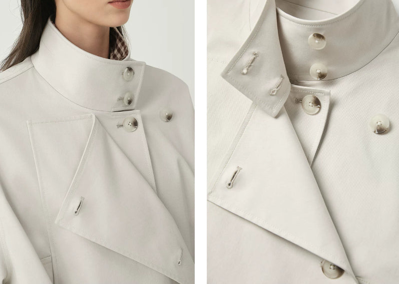 Giacca Donna Doppiopetto con Collo Alto – Stile Sartoriale Elegante Petite