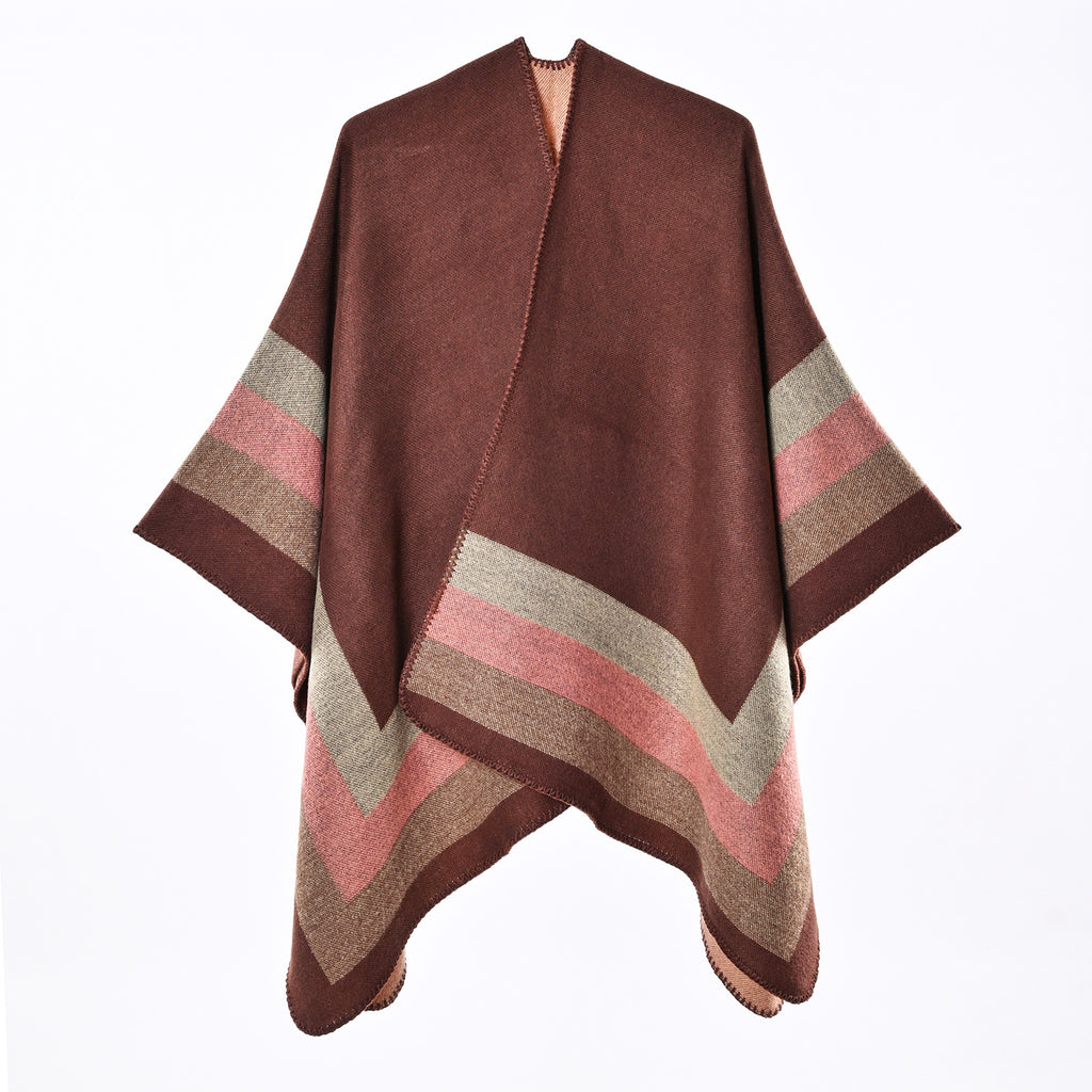 Jacquard-poncho til kvinder med kashmirlook – Chic og omsluttende