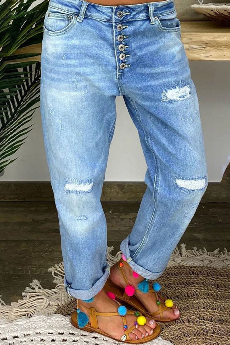 Jeans strappati a vita bassa da donna
