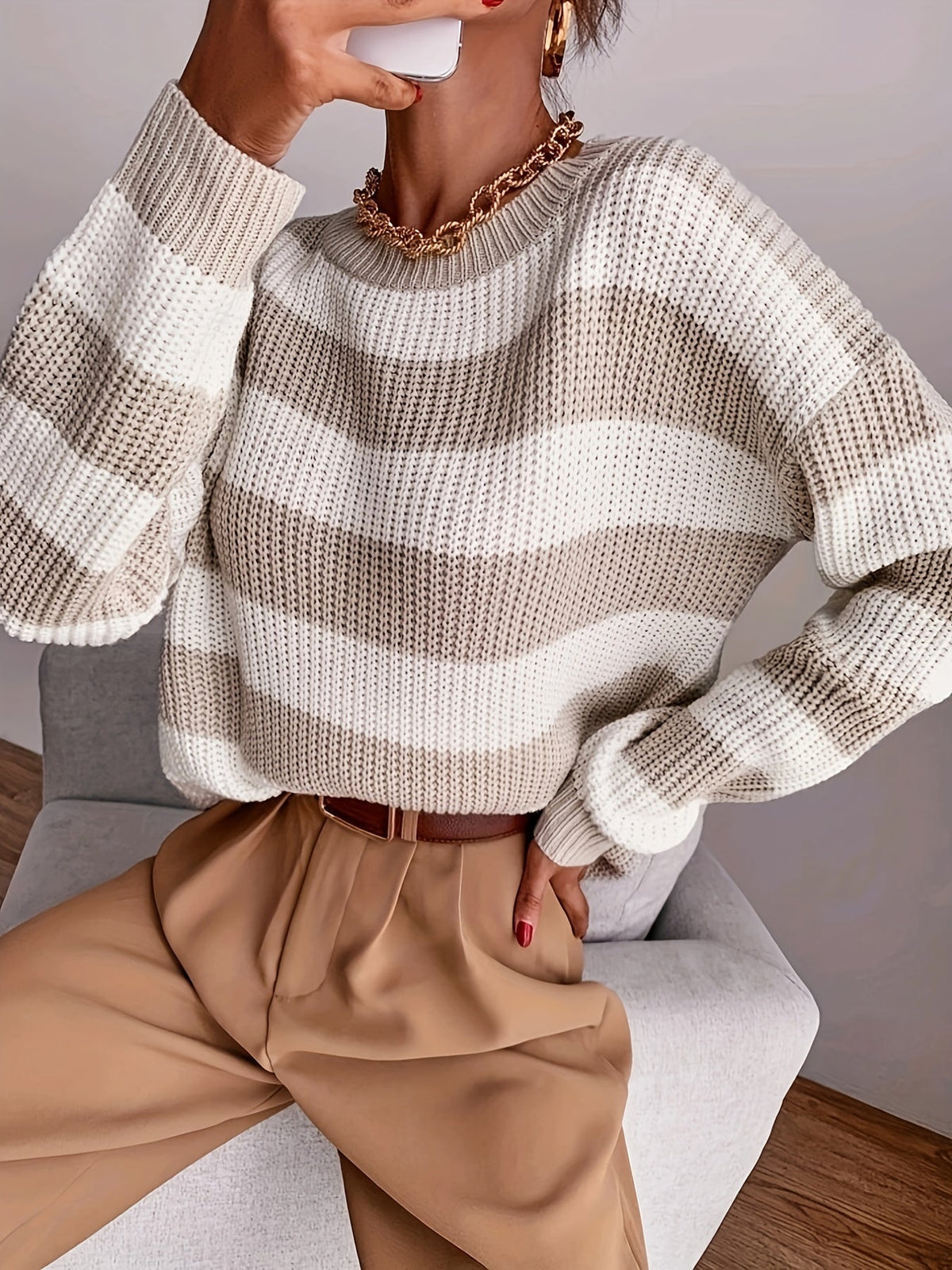 Maglione rigato donna rilassato - Morbido e facile