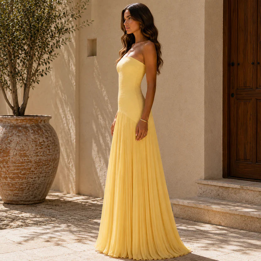 Abito lungo da donna a fascia drappeggiato - Elegante e raffinato