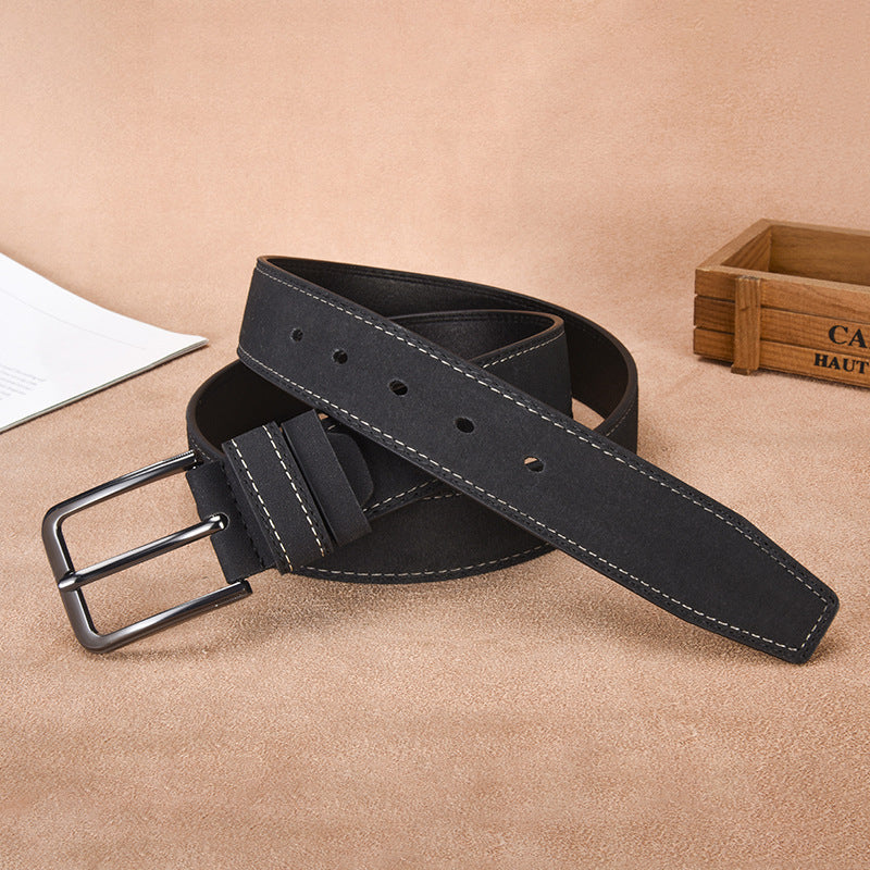 Cintura da uomo in pelle scamosciata con fibbia ad ardiglione – Stile casual e professionale resistente