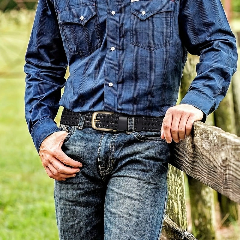 Cintura da uomo in pelle intrecciata di alta qualità - Elegante accessorio casual