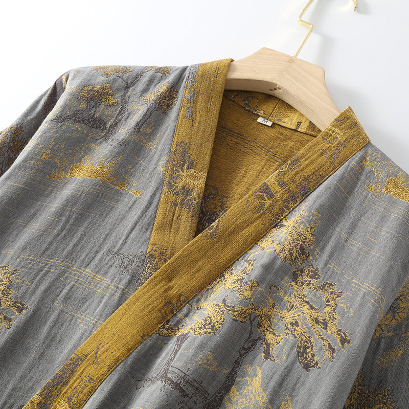 Accappatoio kimono retrò traspirante con cintura