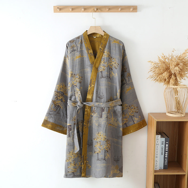 Accappatoio kimono retrò traspirante con cintura