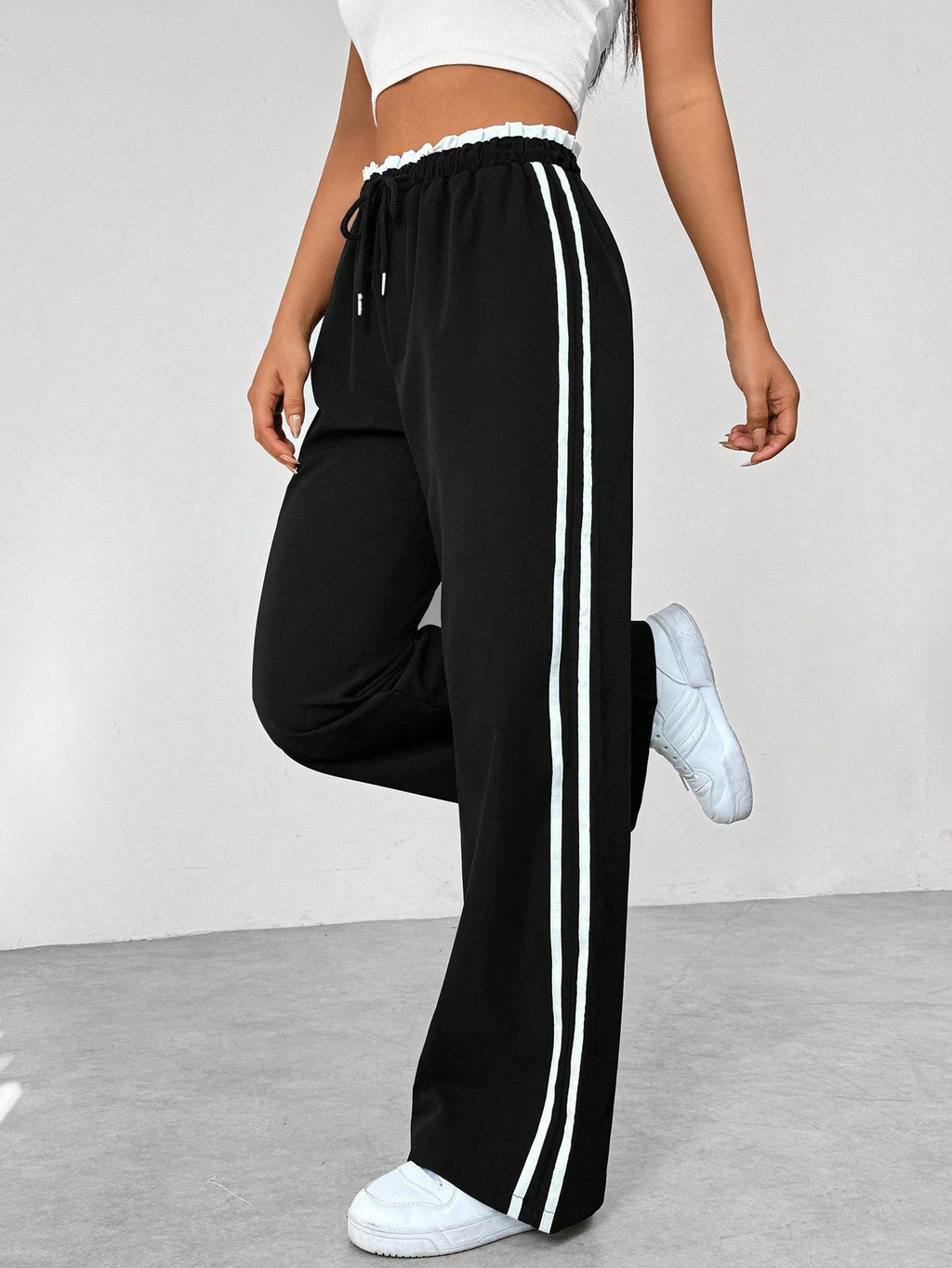 Pantaloni sportivi alla moda a gamba larga donna