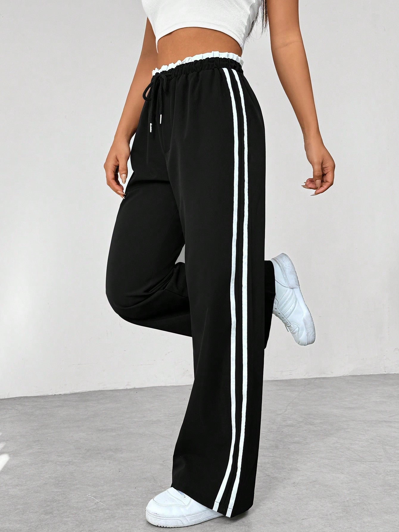 Pantaloni sportivi alla moda a gamba larga donna