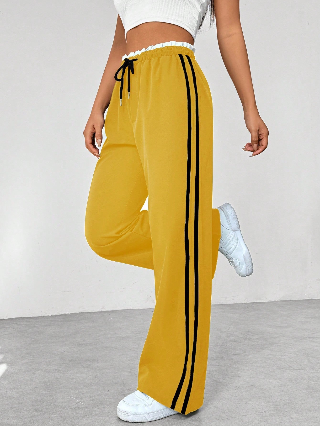 Pantaloni sportivi alla moda a gamba larga donna