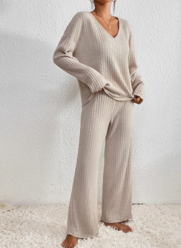 Completo da casa in maglia comodo a 2 pezzi da donna