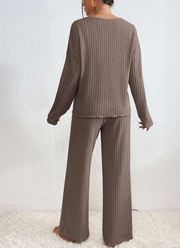 Completo da casa in maglia comodo a 2 pezzi da donna