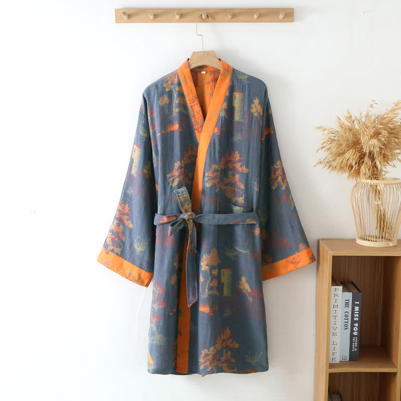 Accappatoio kimono retrò traspirante con cintura
