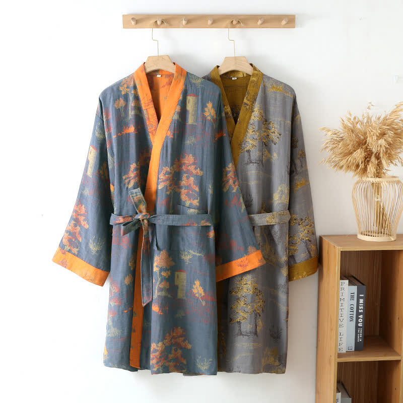 Accappatoio kimono retrò traspirante con cintura