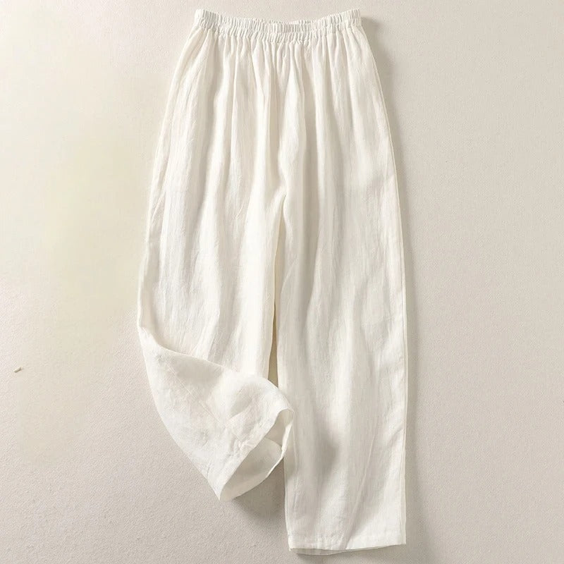 Amalia - Pantaloni fluidi in cotone e lino