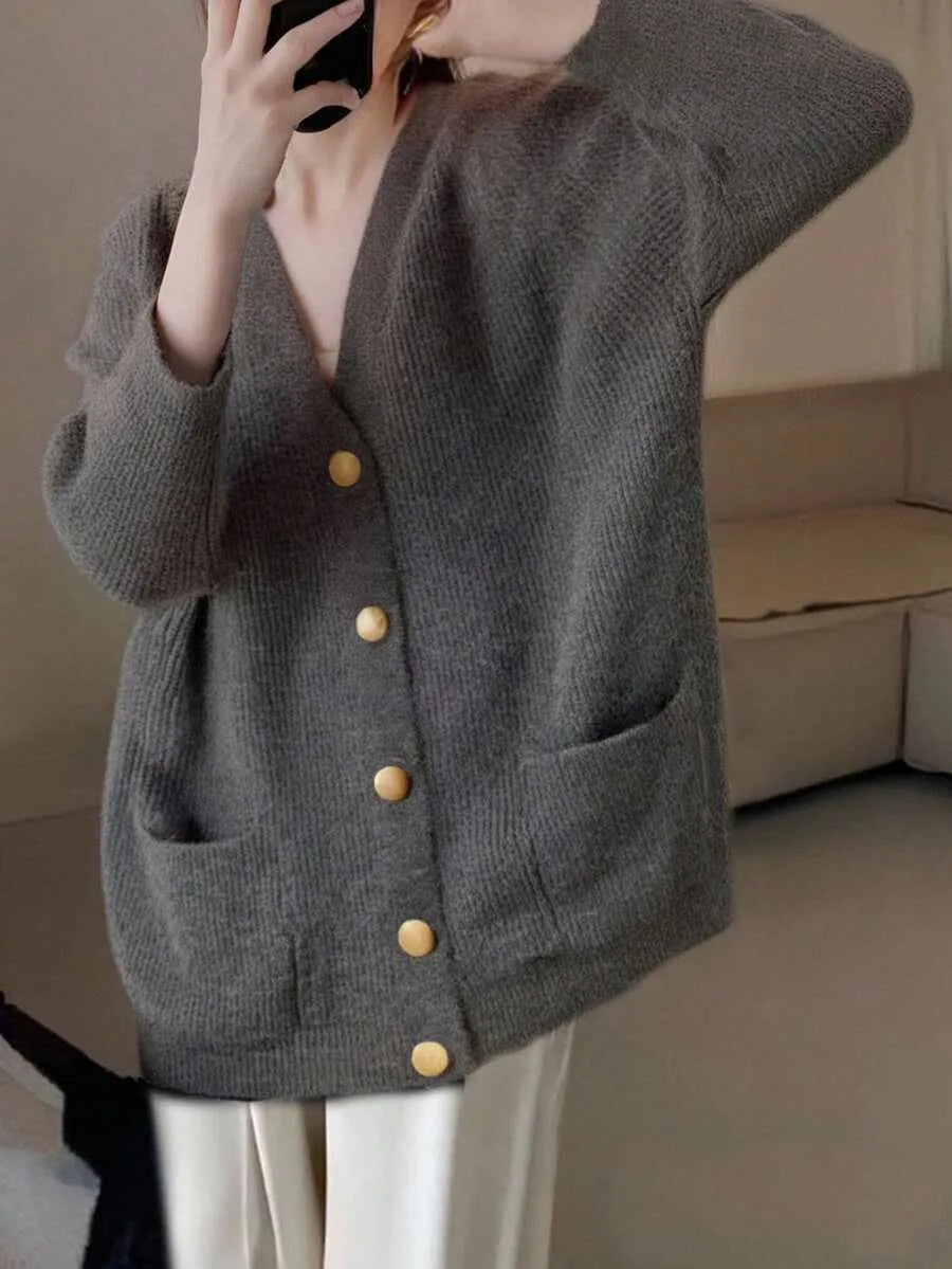 Cardigan oversize donna scollo a V - Morbido e casual
