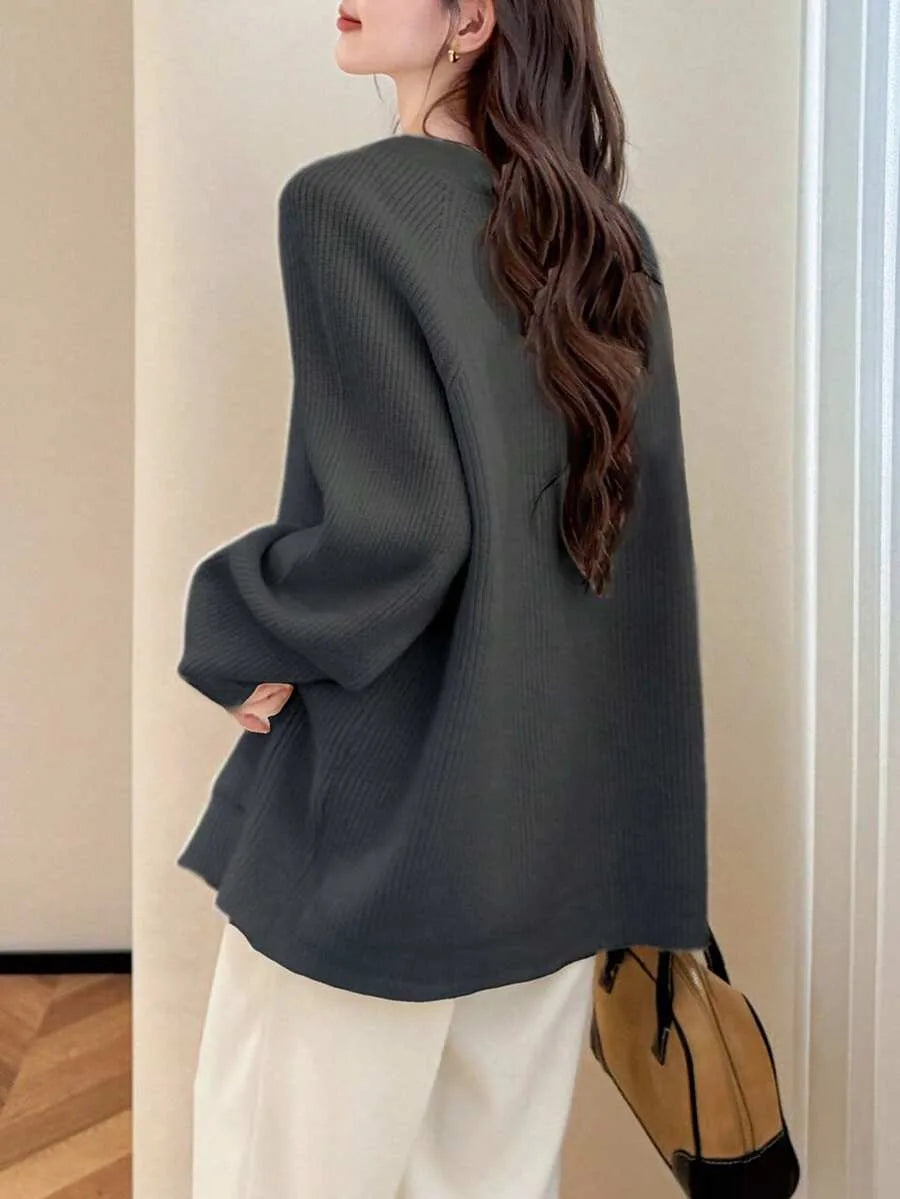 Cardigan oversize pour femme à col V - Doux et décontracté