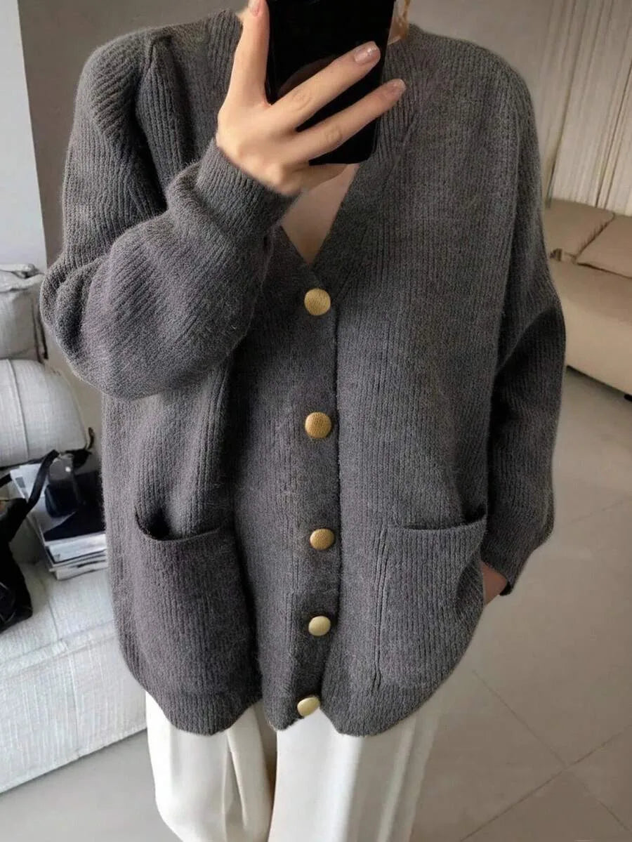 Cardigan oversize donna scollo a V - Morbido e casual