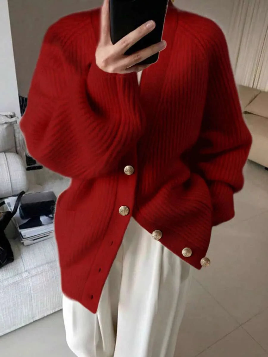 Cardigan oversize donna scollo a V - Morbido e casual