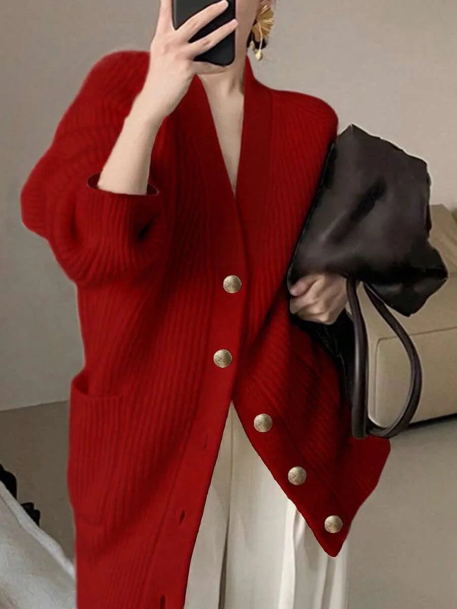 Cardigan oversize donna scollo a V - Morbido e casual