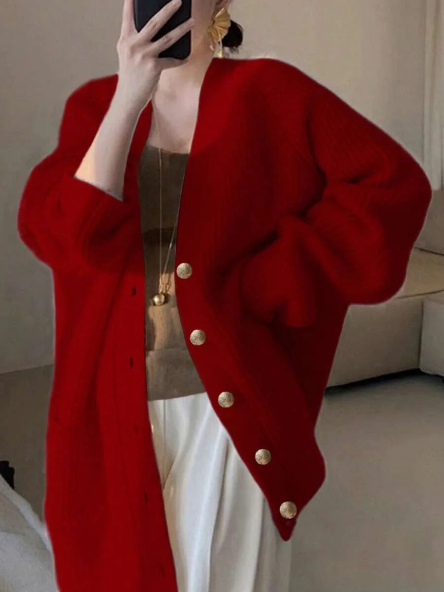 Cardigan oversize donna scollo a V - Morbido e casual