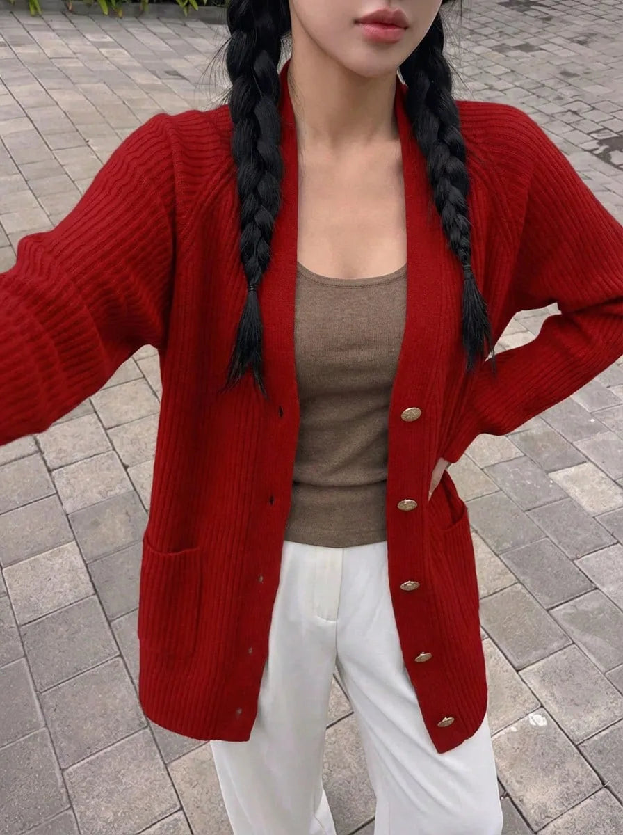 Cardigan oversize donna scollo a V - Morbido e casual