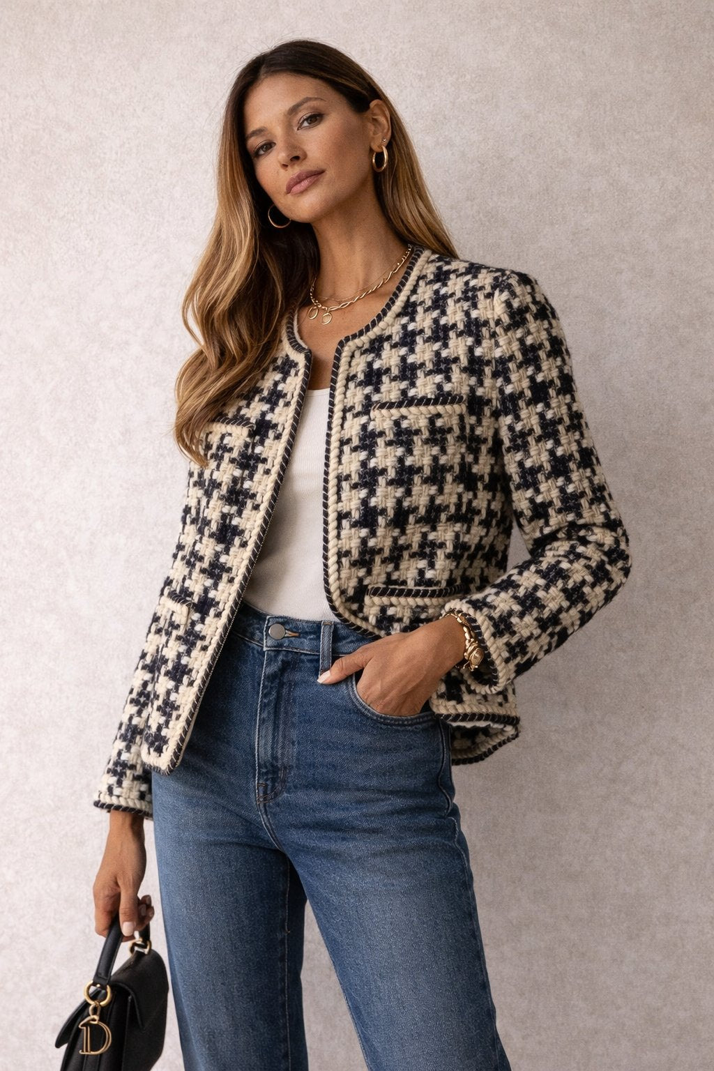 Giacca Donna Tweed Yori Fashion – Stile Classico Elegante con Fantasia