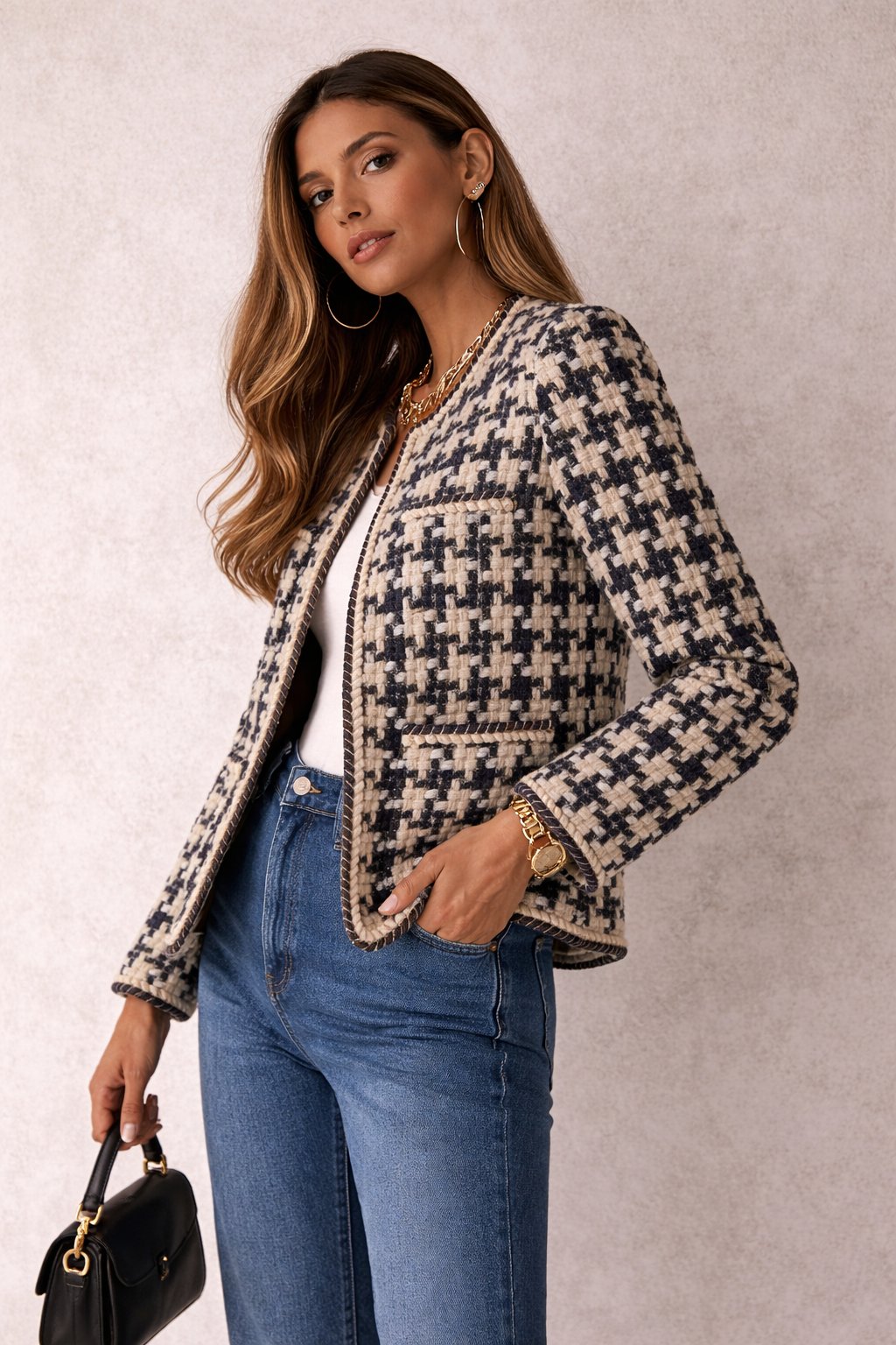 Giacca Donna Tweed Yori Fashion – Stile Classico Elegante con Fantasia