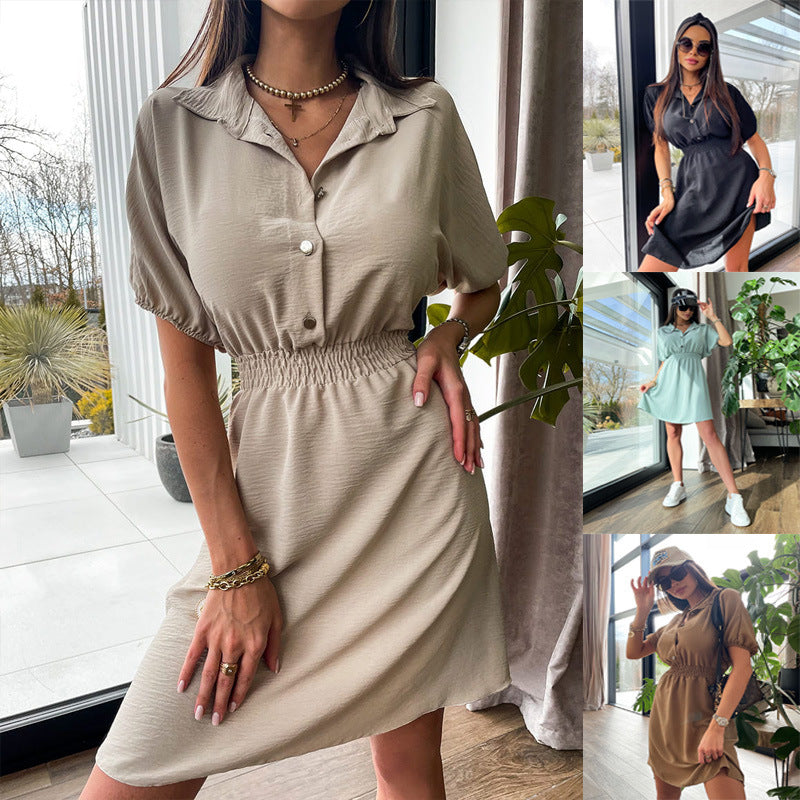 Abito donna con colletto sartoriale e vita definita