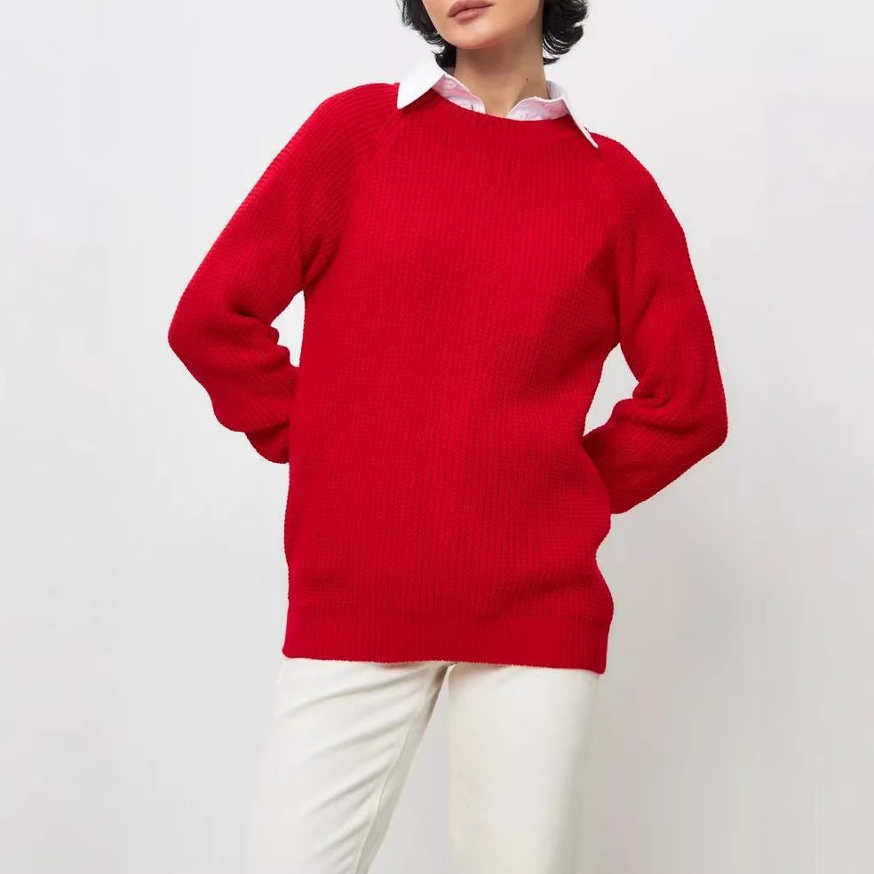 Maglione donna in maglia spessa tinta unita - Caldo morbido e versatile