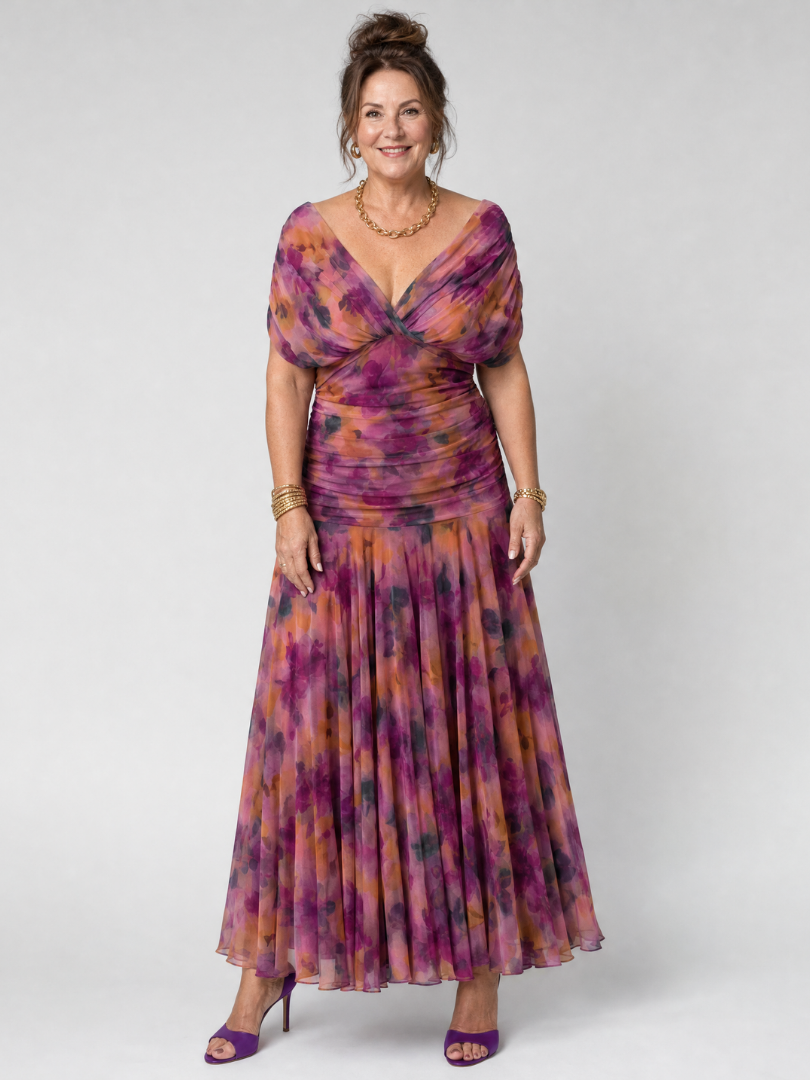 Abito midi da donna con spalle scoperte - Fluido e romantico
