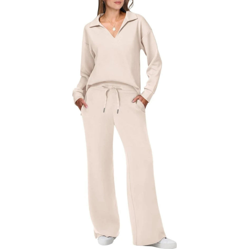 Completo casual da donna in due pezzi con scollo a V - Completo elegante e comodo