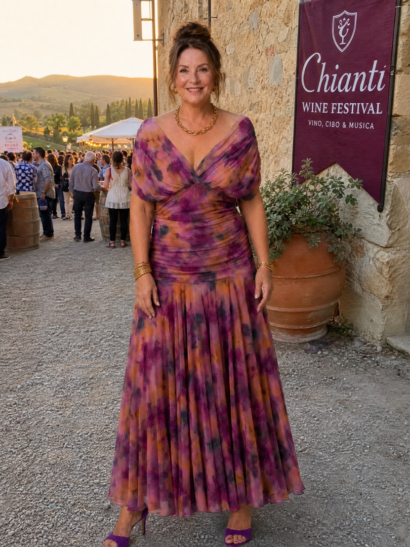 Abito midi da donna con spalle scoperte - Fluido e romantico