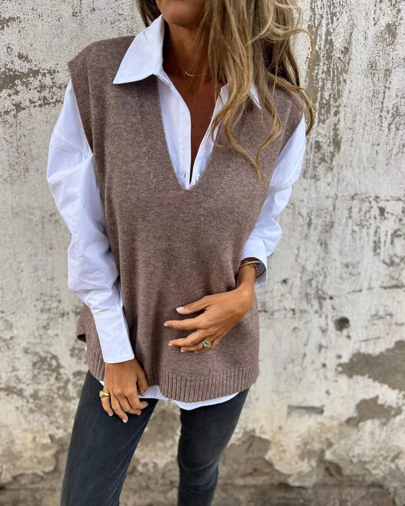 Gilet Maglia con Scollo a V da Donna - Comodo e Casual