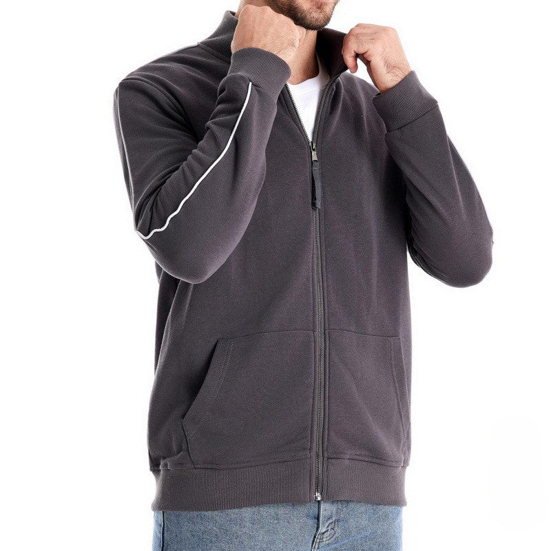 Felpa casual e calda da uomo – Giacca con collo alto cerniera e tasche