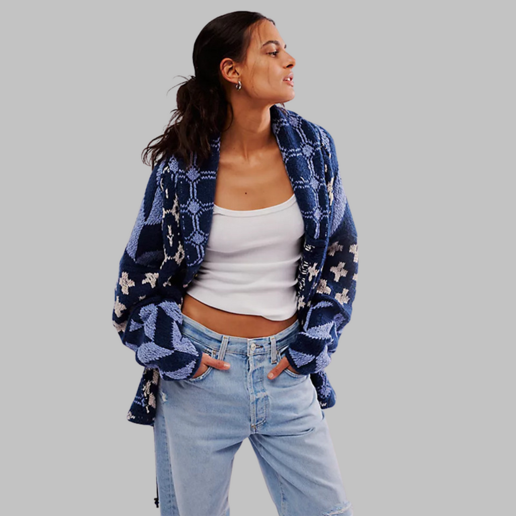 Cardigan lungo donna geometrico - Audace e colorato