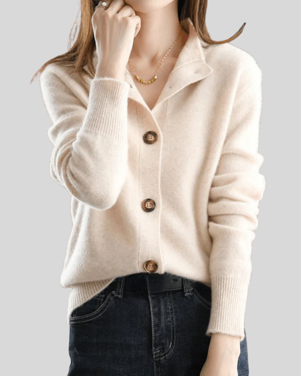 Cardigan da donna in misto lana – Maglia morbida con scollo a V e bottoni sul davanti