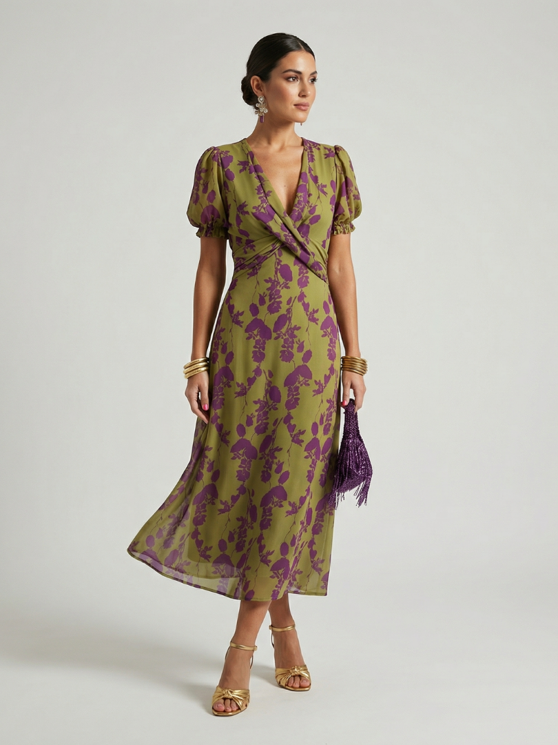 Abito midi floreale da donna a linea fluida - Casual ed elegante