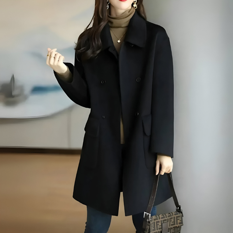 Elegante cappotto doppiopetto da donna – Formato capospalla alla moda