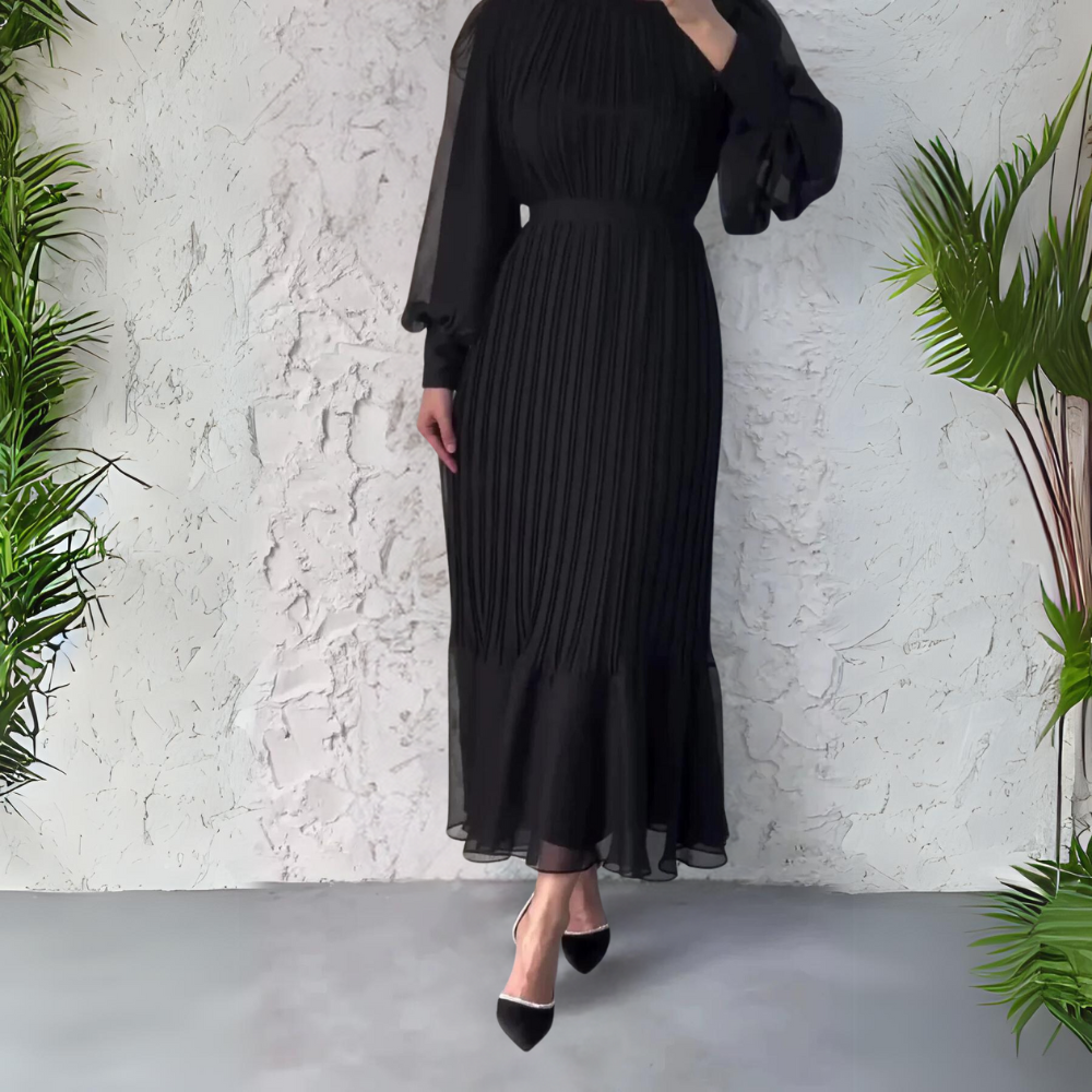 Abito elegante a pieghe da donna – Modello da sera per occasioni speciali