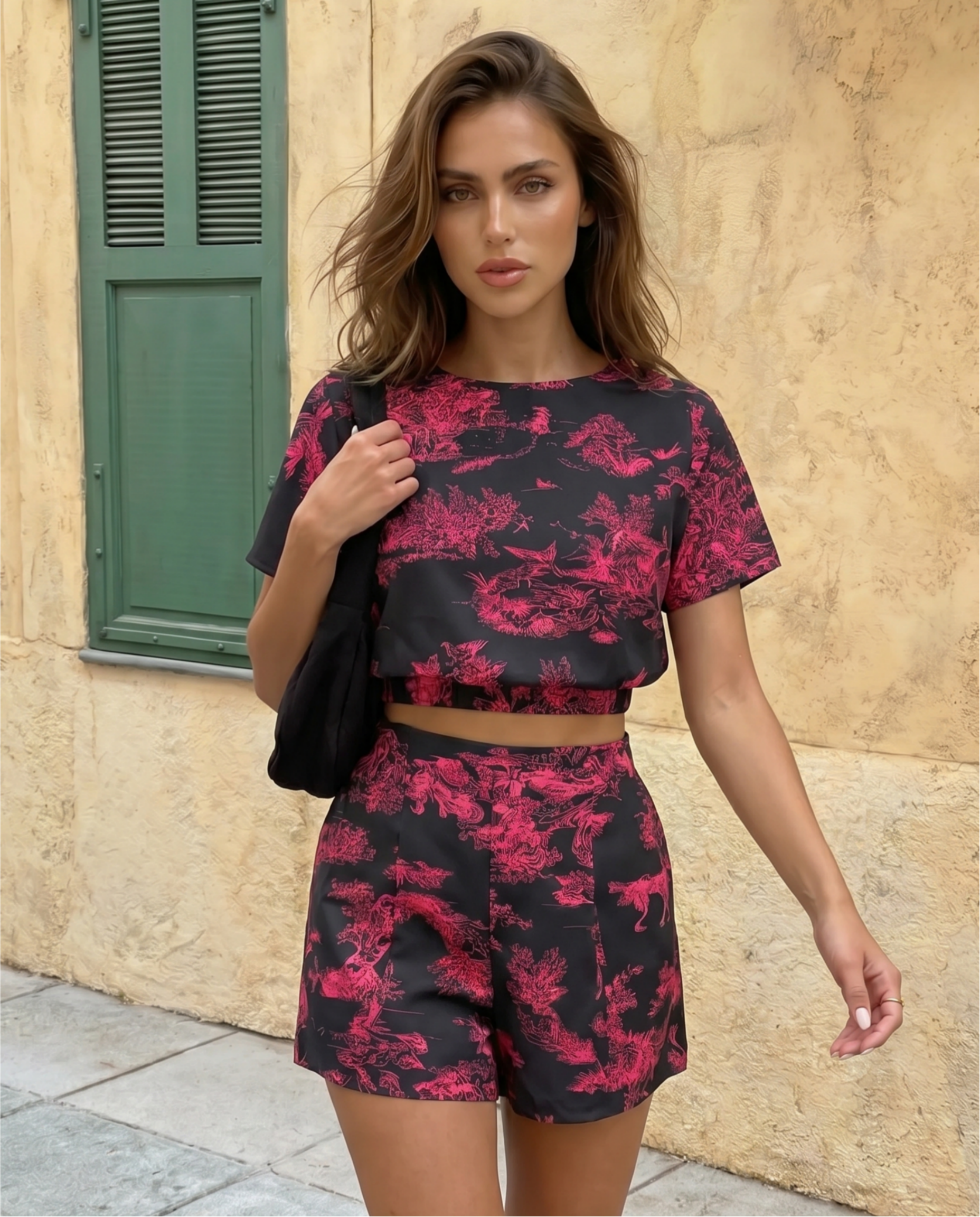 Completo da donna con top corto e shorts a vita alta - Estivo e casual