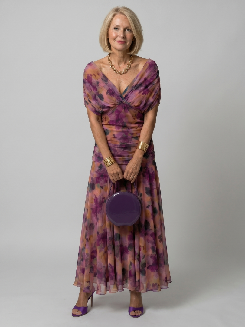 Abito midi da donna con spalle scoperte - Fluido e romantico