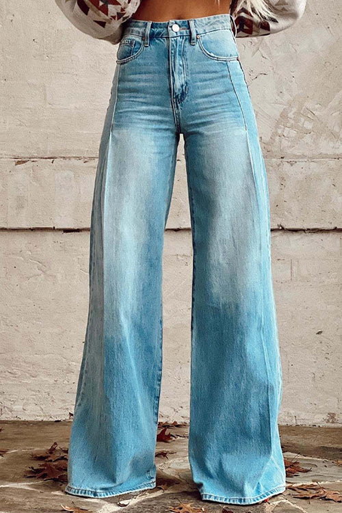 Pantaloni jeans da donna a gamba larga effetto consumato – Jeans casual ed eleganti