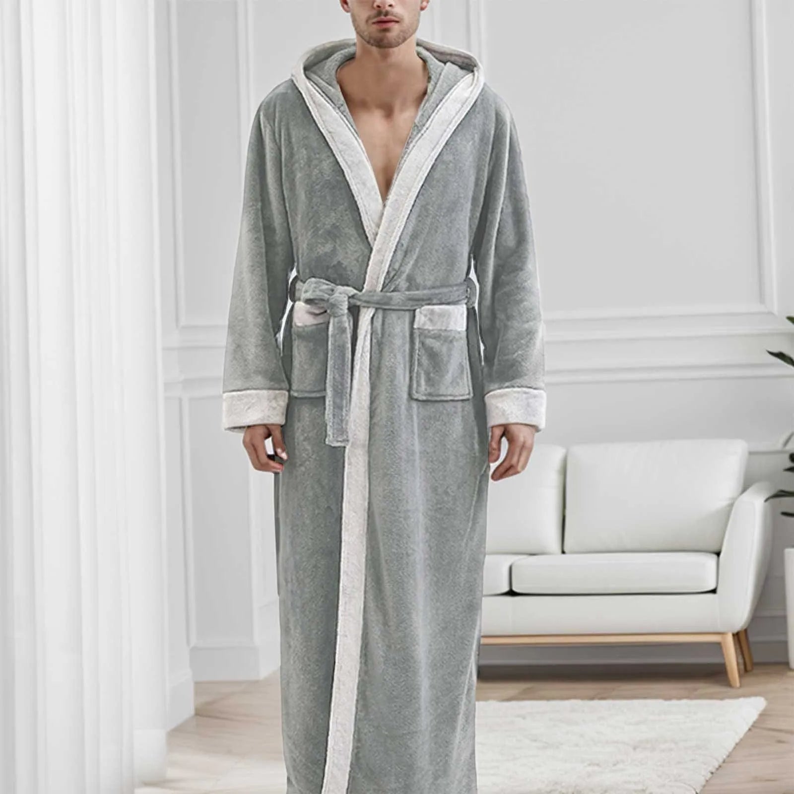 Lussuoso accappatoio da uomo con cappuccio