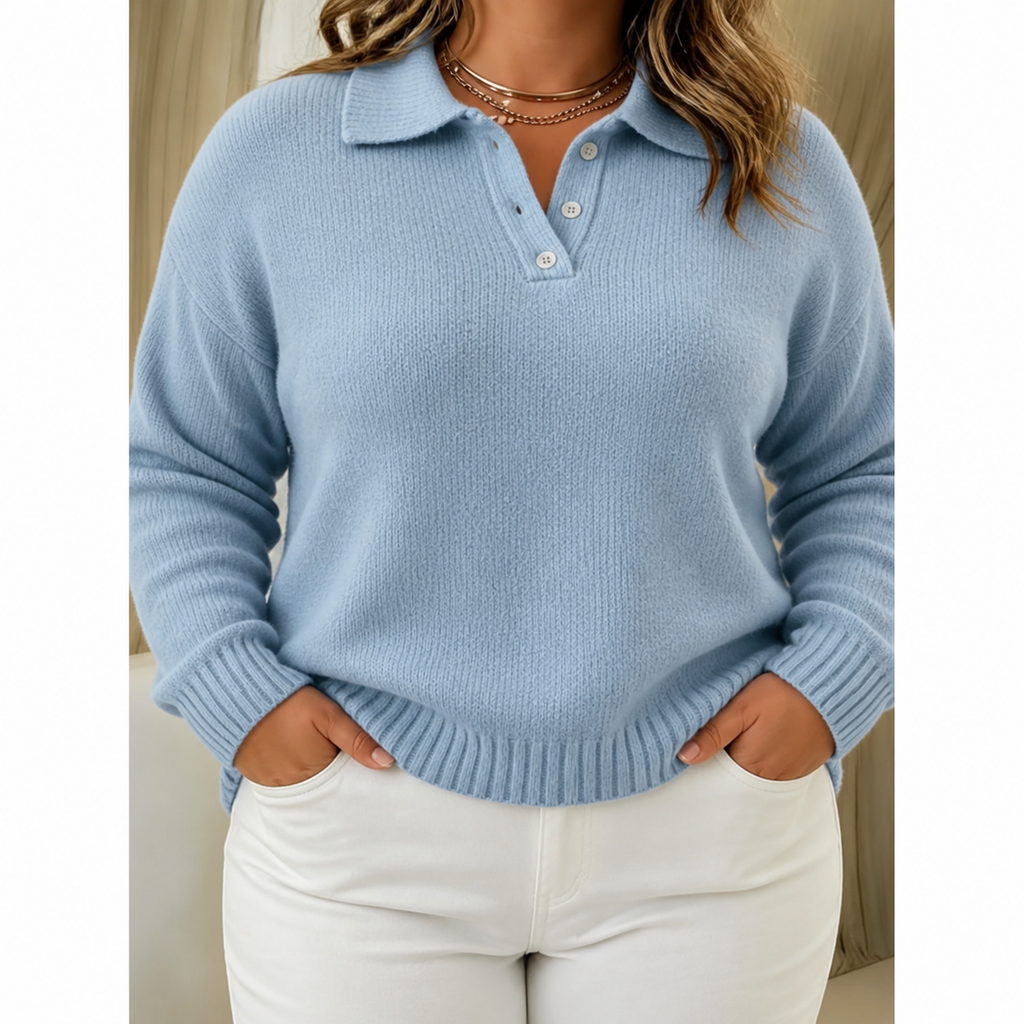 Maglione polo donna in maglia con bottoni - Morbido e pratico