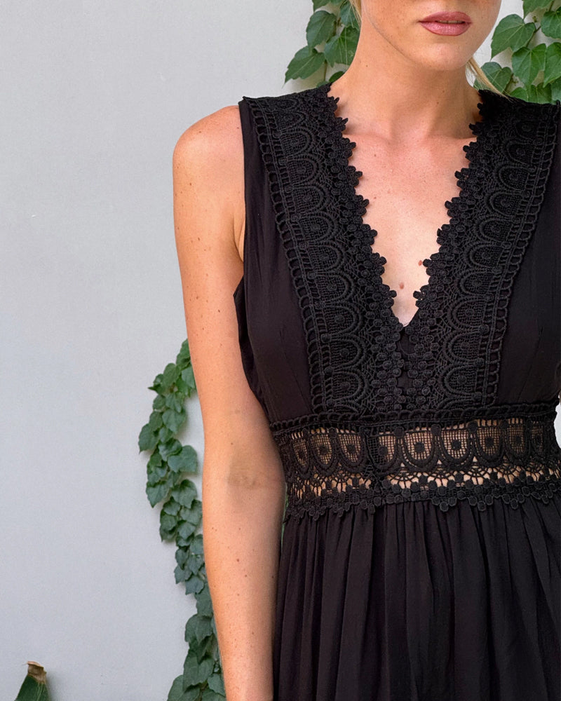 Abito lungo Stella in pizzo bianco stile boho chic