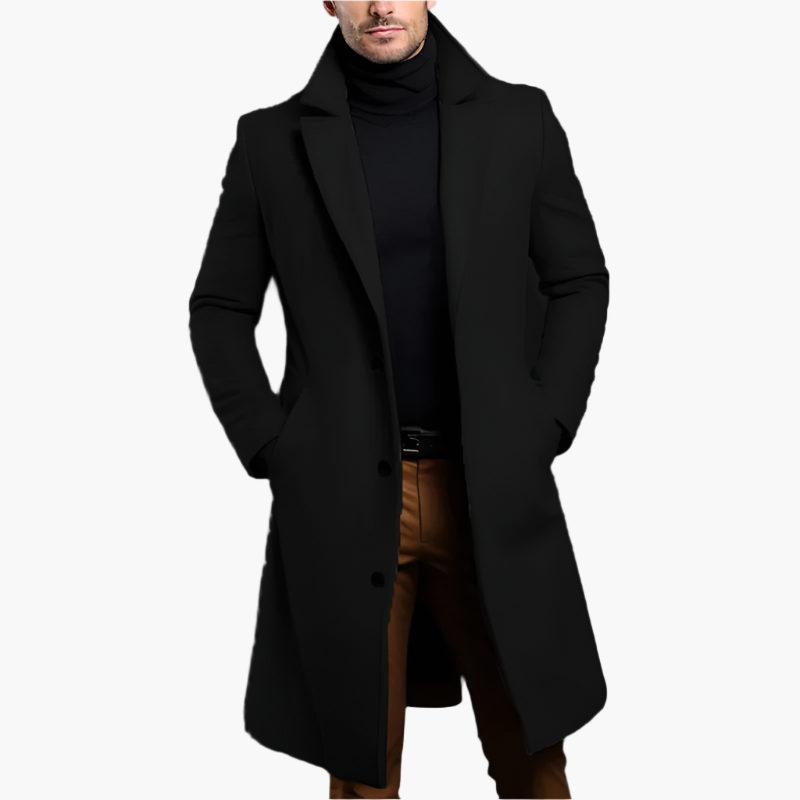 Cappotto classico monopetto da uomo in misto lana – Elegante trench invernale