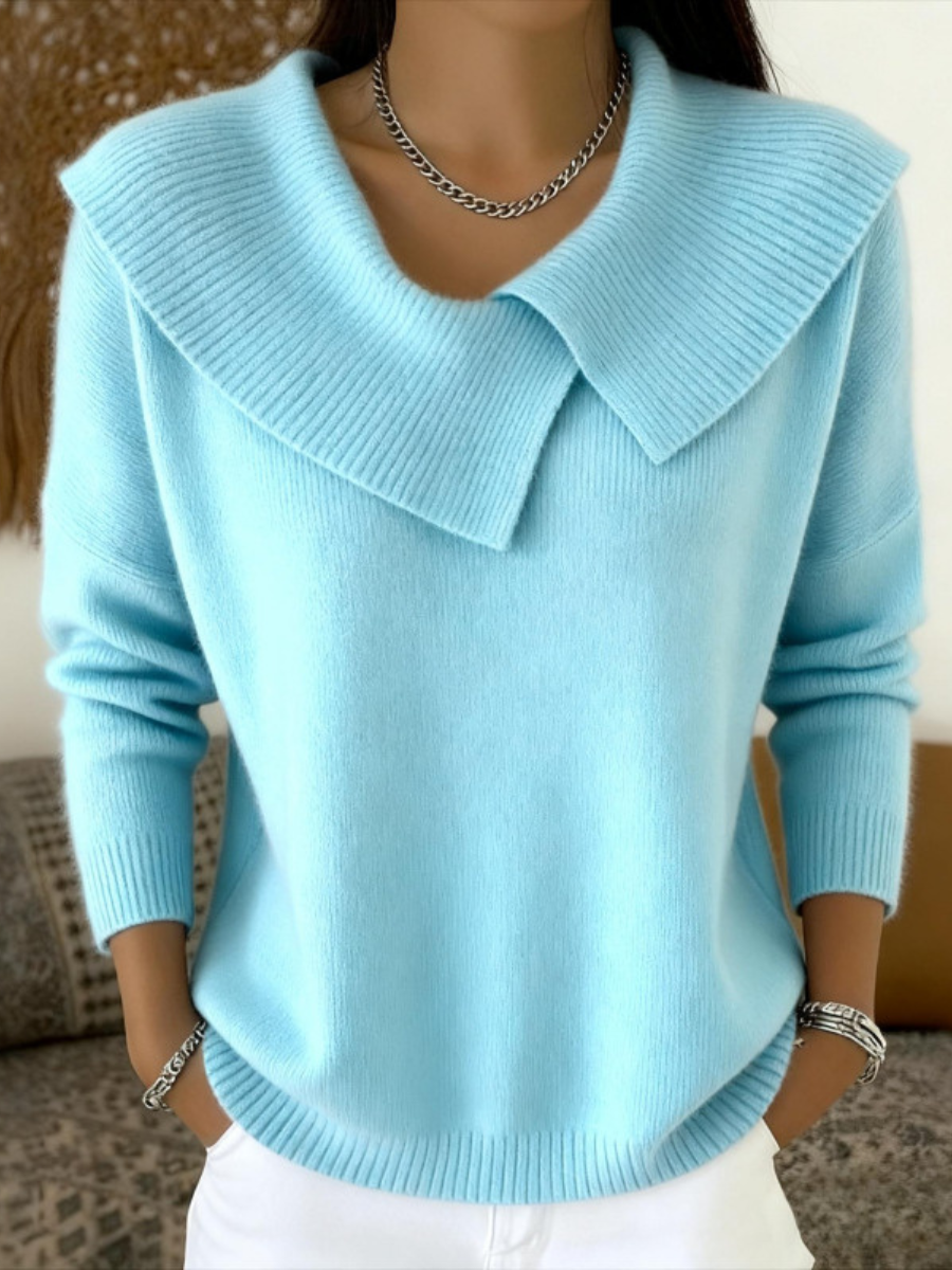 Maglione da donna con collo a coste – Elegante maglione a maniche lunghe