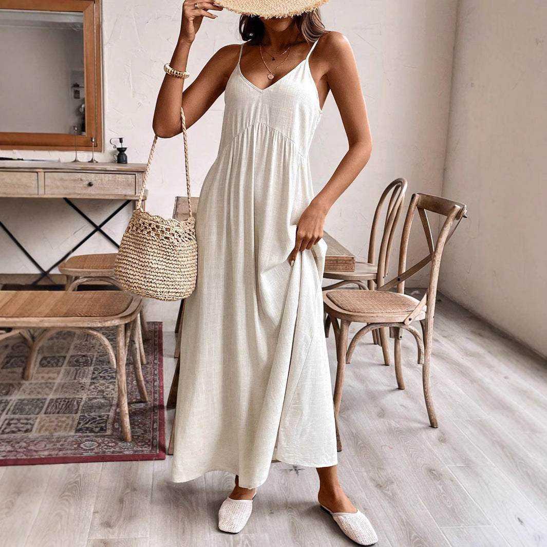 Abito lungo donna senza spalline linea ad A