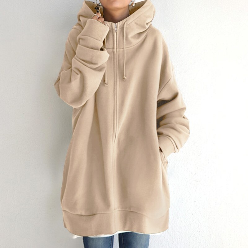 Felpa invernale comoda da donna con cappuccio oversize - Felpa calda ed elegante